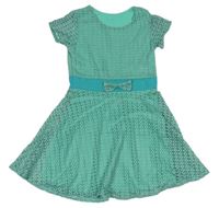 Zelené čipkové šaty s mašlou