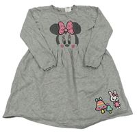 Sivé melírované svetrové šaty s Minnie Disney
