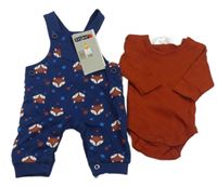 Nové - 2 set - hnedé body + tmavomodré na traké tepláky s liškami Ergee