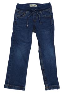 Tmavomodré skinny rifle s úpletovým pasem 