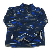 Tmavomodrá army fleecová mikina Primark