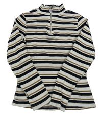 Bílo-hnědo-černé pruhované žebrované triko Page one young