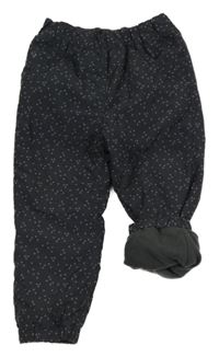 Antracitové puntíkaté šusťákové zateplené kalhoty Topomini