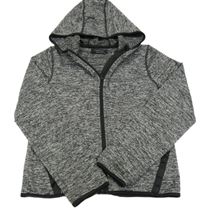 Šedo-černá melírovaná sportovní thermo propínací mikina s kapucí 