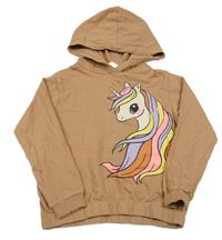 Hnedá ľahká mikina s jednorožcom a kapucňou H&M