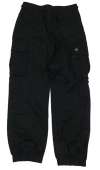 Černé cuff plátěné kalhoty s úpletovým pasem Chapter young