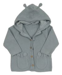 Šedomodrý prepínaci sveter s kapucňou Tu