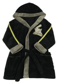 Černo-šedý chlupatý župan s Yodou a kapucí Next