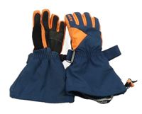 Tmavomodro-oranžové šusťákové funkční prstové rukavice wedze