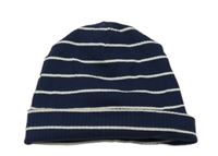 Tmavomodrá pruhovaná žebrovaná čepice H&M