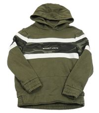 Khaki mikina s bielým pruhom a kapucňou George