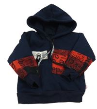 Tmavomodro-červená mikina s kapucňou