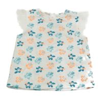 Biele tričko s tyrkysovými kvítky C&A