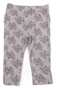 Svetloružové kvetované legíny