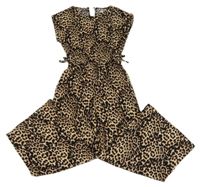 Hnedo-čierny leopardí nohavicový ľahký overal F&F