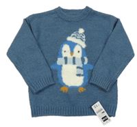 Nové - tmavomodrý sveter s tučňákem dunnes