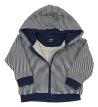 Tmavomodro-bílá pruhovaná propínací mikina s kapucí M&S