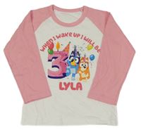 Bílo-růžové triko s Bluey 