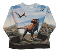 Modro-biela mikina s dinosaurami H&M