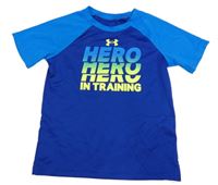 Tmavomodré športové funkčné tričko s nápismi Under Armour