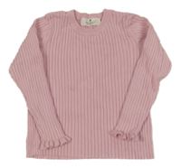 Ružové rebrované pletené tričko H&M