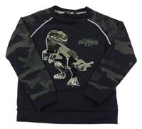 Čierna mikina s army rukávy a dinosaurom Pep&Co