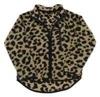 Hnedo-čierna leopardí huňatá prepínaci mikina dunnes