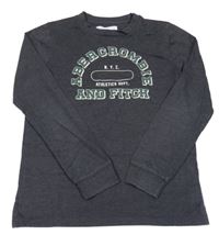 Tmavosivé tričko s nápisom a skateom Abercrombie&Fitch
