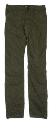 Khaki vzorované skinny fit plátenné nohavice