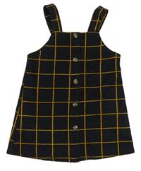Čierno-okrové kockované šaty s gombíky F&F