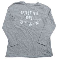 Sivé melírované tričko so skateboardom a nápisom Yigga