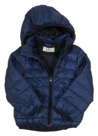 Tmavomodrá šušťáková zimná bunda s kapucňou H&M