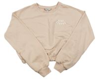 Svetloružová crop mikina s nápisom E-Vie