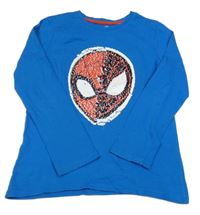 Modré triko se Spidermanem z flitrů C&A