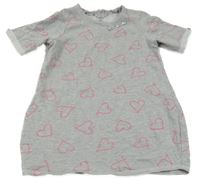 Sivé teplákové šaty so srdiečkami a kamienkami