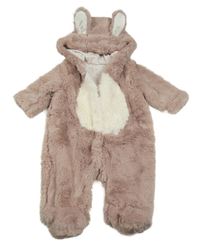 Lila-bílá kožešinová podšitá kombinéza s kapucí Next