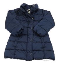 Tmavomodrý šušťákový zimný kabát H&M