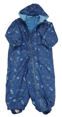 Tmavomodrá šusťáková jarní kombinéza s vesmírem a kapucí Impidimpi