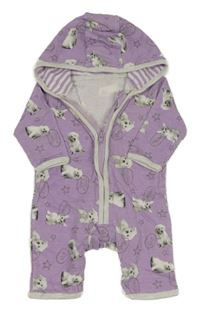 Lila kraťasový overal se zvířátky a kapucí George