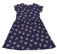 Tmavomodré šaty s motýlikmi Y.F.K.