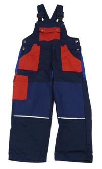 Tmavomodro-červené laclové pracovní kalhoty 