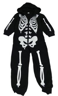 Čierna tepláková kombinéza s kapucí - kostra Tu