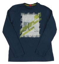 Tmavomodré triko s potiskem a nápisy S. Oliver