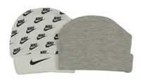 2x čepice - šedá + bílá s nápisy Nike 
