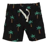 Černé plátěné kraťasy s palmami H&M