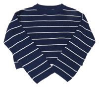 Tmavomodro-biely pruhovaný crop sveter H&M