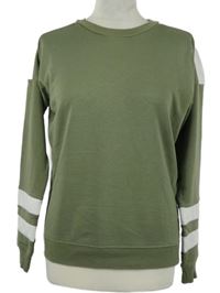 Dámska kaki-biela mikina s pruhmi New Look