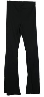 Dámske čierne rebrované zvonové teplákové nohavice New Look