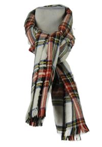 Dámská bílo-barevná kostkovaná šála 