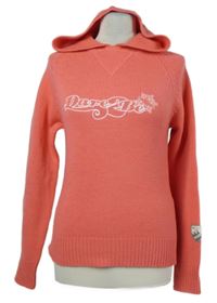 Dámský růžový vlněný svetr s nápisem a kapucí Dare2B